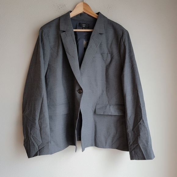 J. Crew Single Button Blazer in Everyday Wool Heather Grey size 24 NWT - Picture 6 of 10